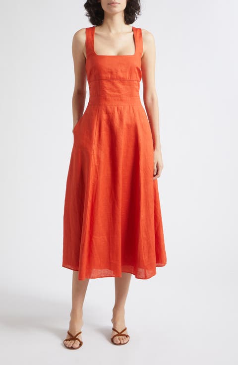 Dorethea Sleeveless Linen Midi Dress
