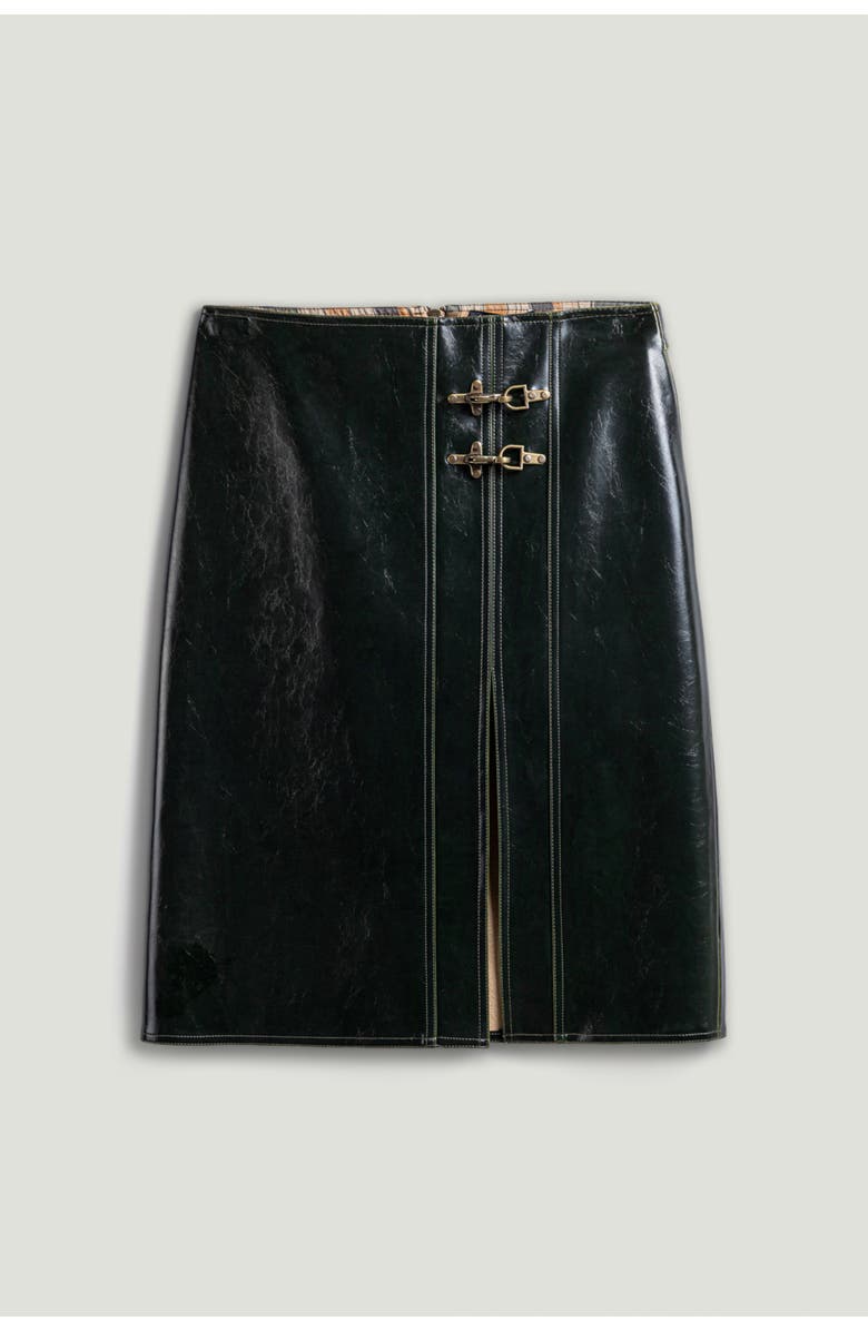 Nocturne Buckle Detail Front-Slit Skirt, Alternate, color, Dark Green