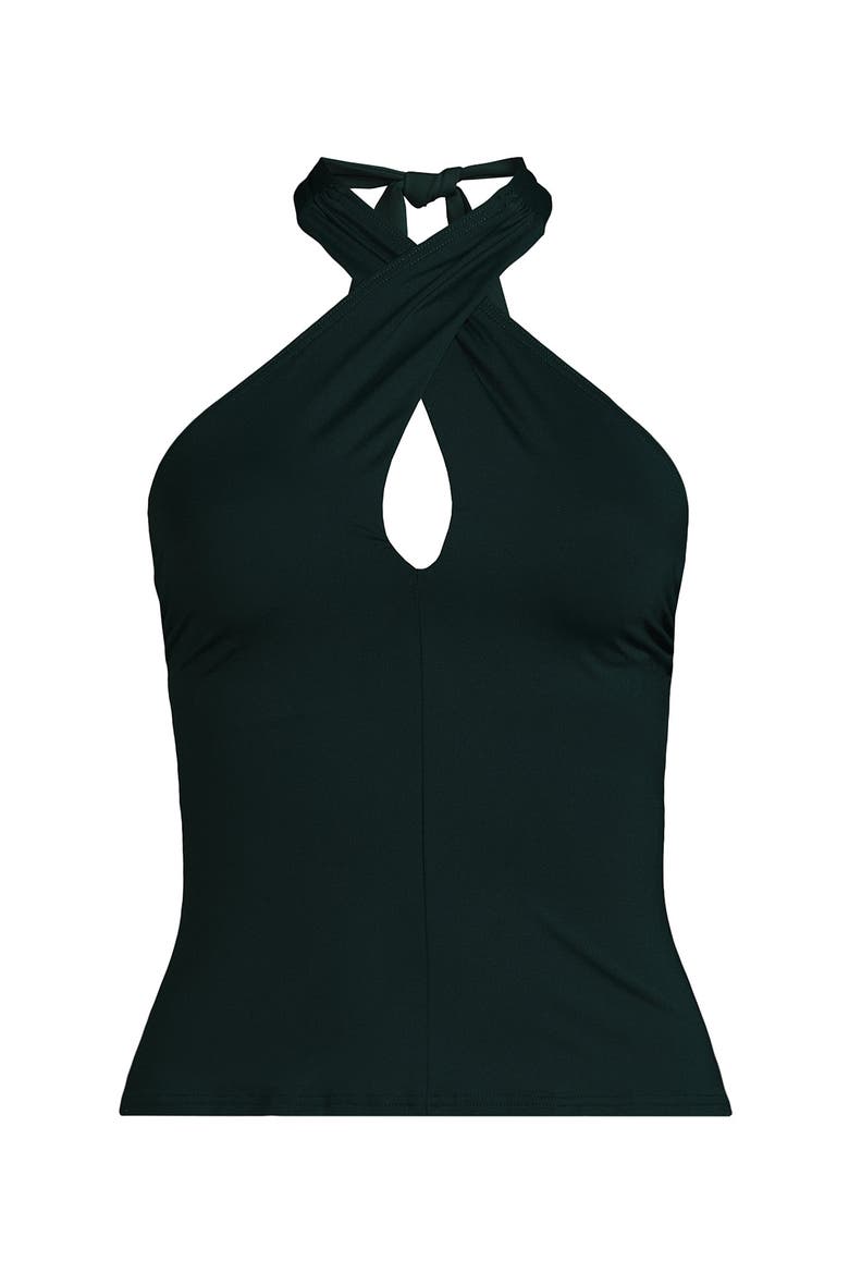 Plus Size Criss Cross Halter Tankini Top, Alternate, color, Deep Balsam