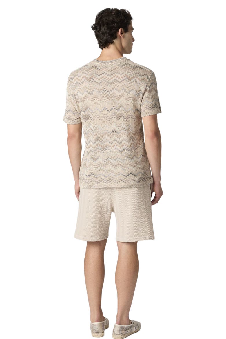 Crew-neck Cotton T-shirt With Dégradé Snake Pattern, Alternate, color, Beige& White
