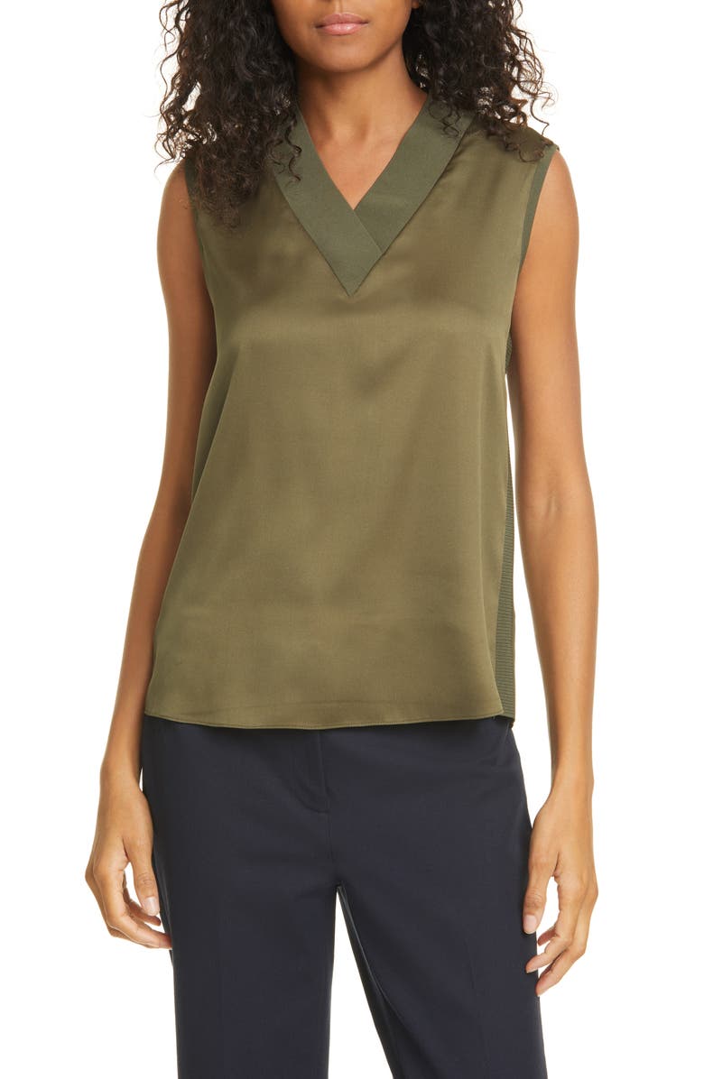 Ted Baker London Lydiaay V-Neck Mixed Media Top, Main, color,
