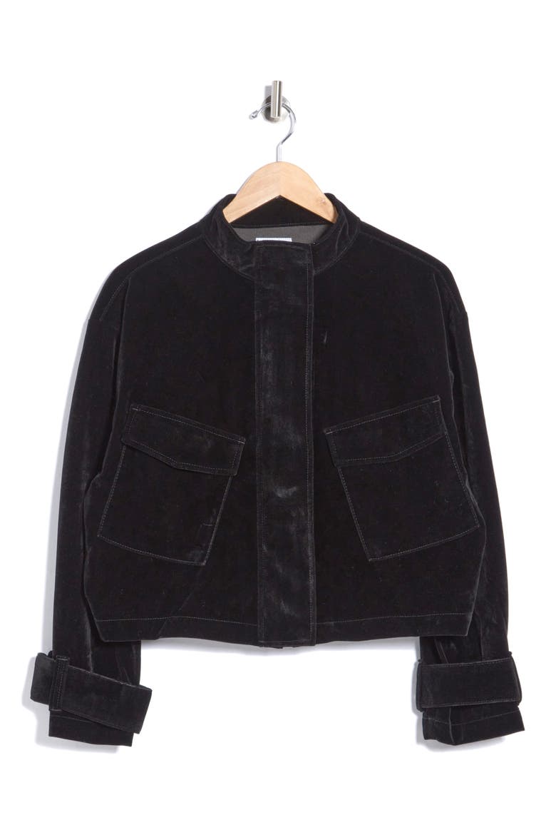 Belted Cuff Jacket, Main, color, BLACK VELVET