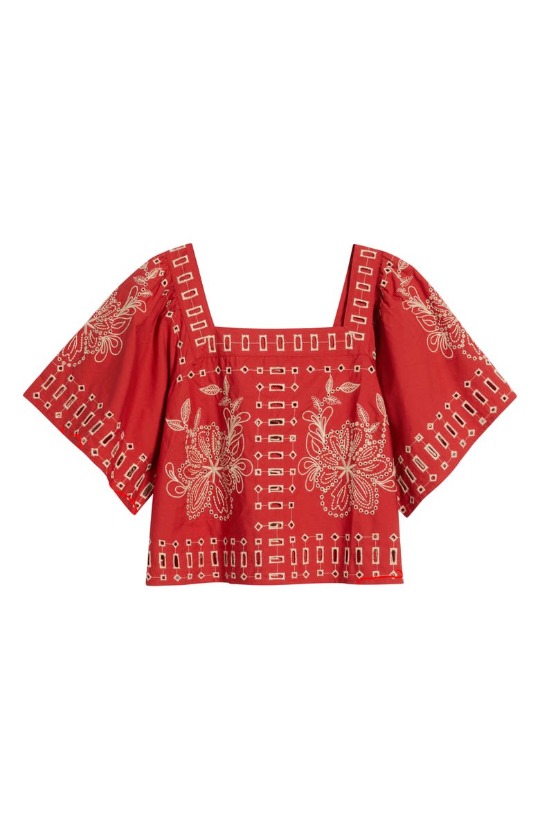 Rails Laine Embroidered Eyelet Square Neck Cotton Top, Alternate, color, 