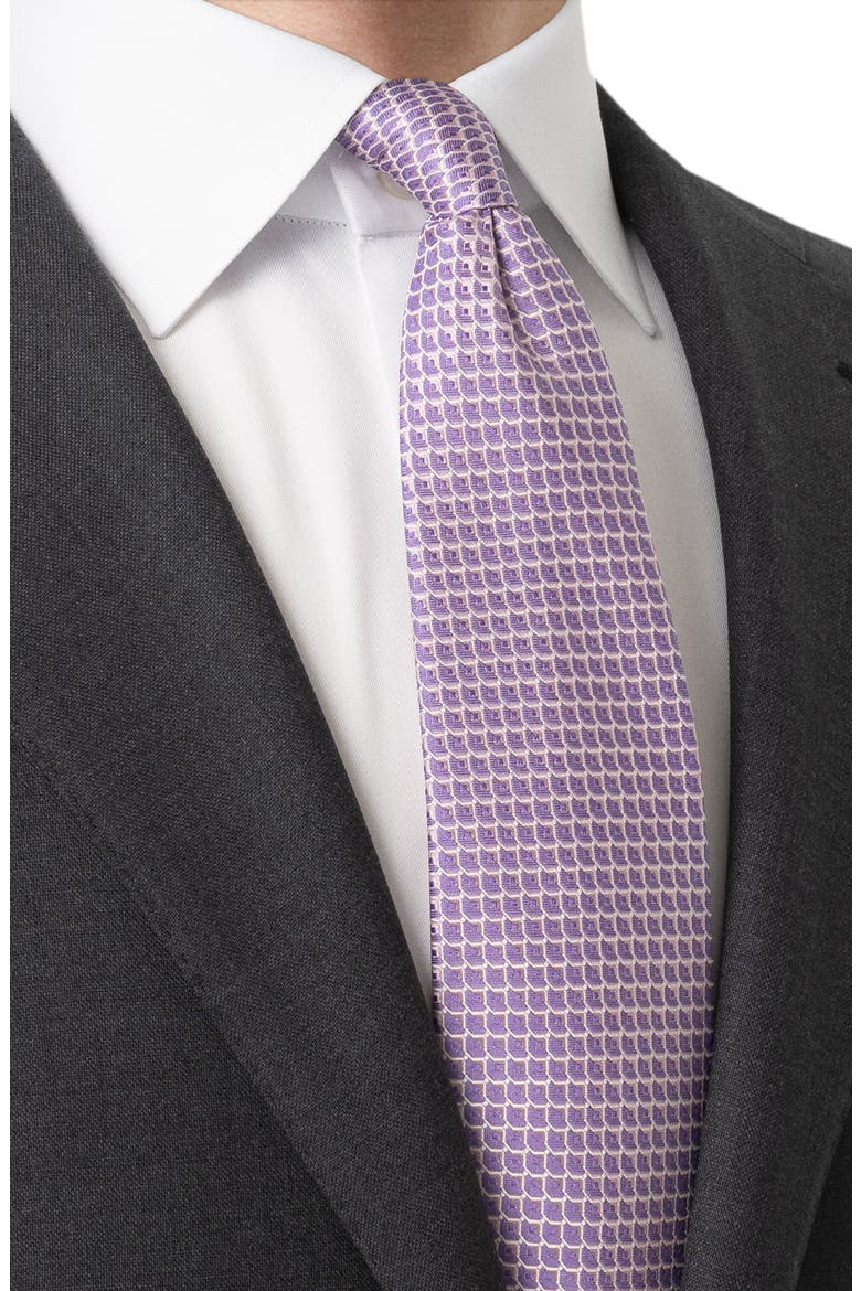 Geometric Jacquard Silk Tie, Alternate, color, LIGHT PURPLE