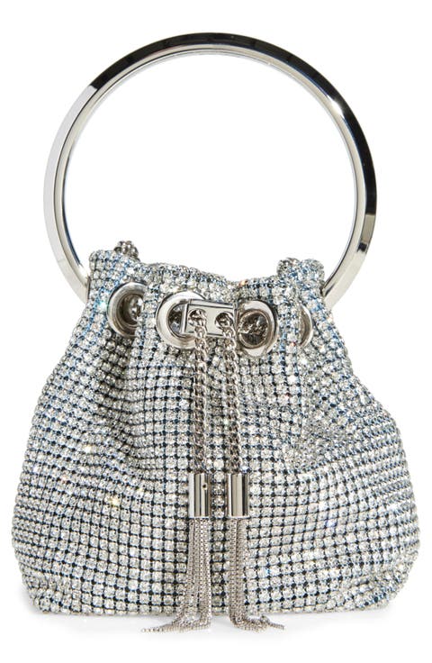Micro Bon Bon Crystal Mesh Top Handle Pouch