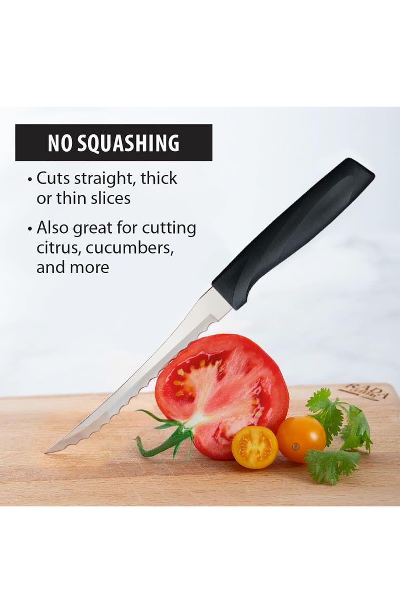 Rada Cutlery 5-Inch Tomato Slicer Serrated Stainless Blade Anthem Wave Handle, Alternate, color, Black