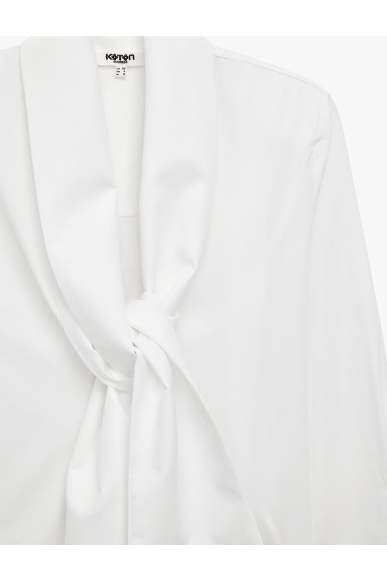 Long Sleeve Shawl Collar Poplin Top, Alternate, color, OFF WHITE