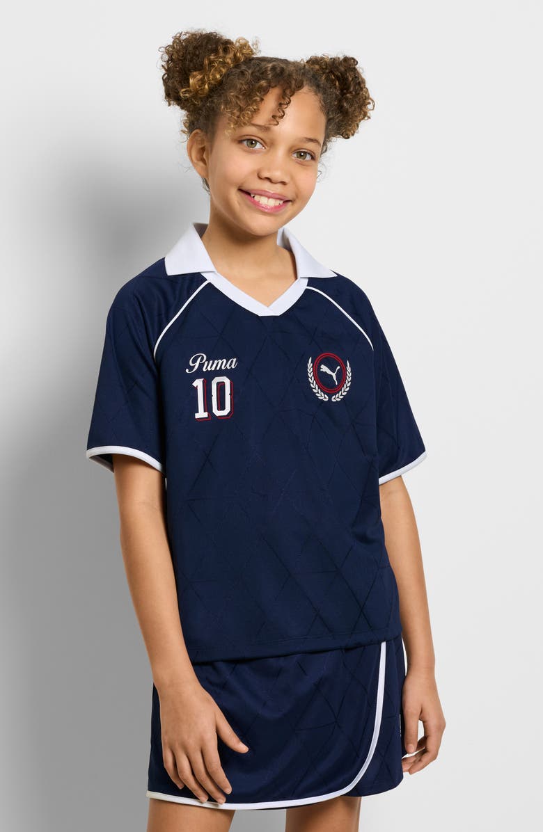 PUMA Kids' Raglan Sleeve Rugby Polo, Alternate, color, Blue/ Black