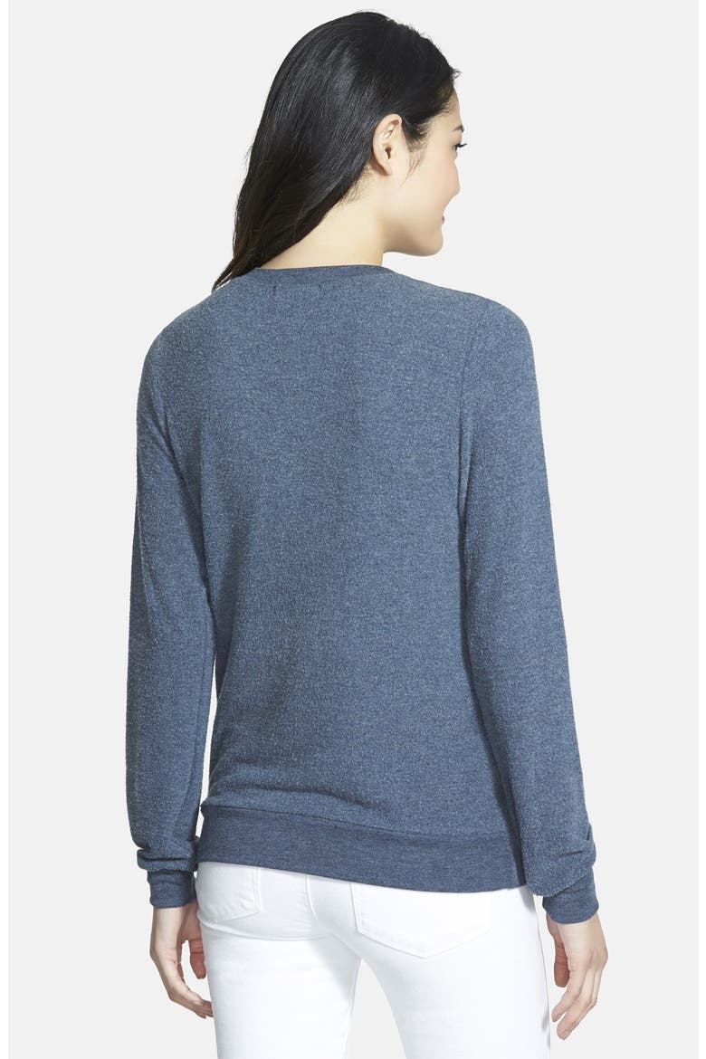 'Yummy' Graphic Print Fleece Pullover, Alternate, color, NAVY/ WHITE