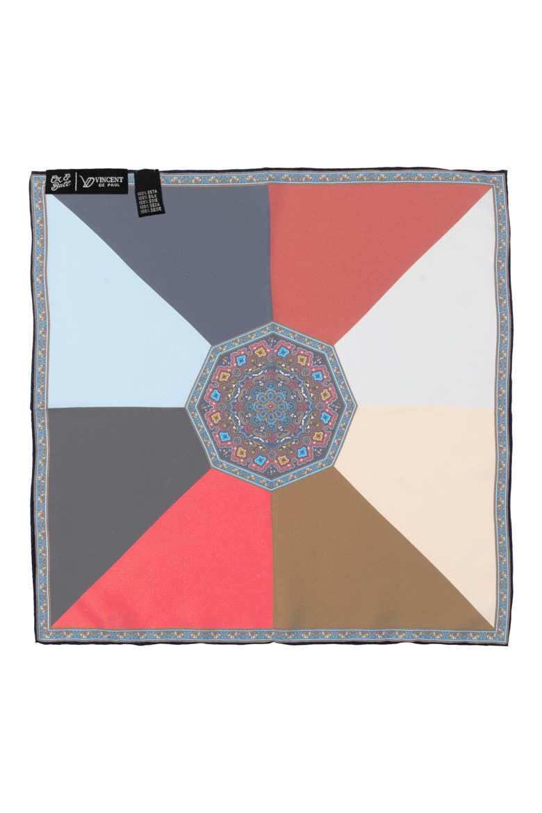 Vincent De Paul Multi Colored Paisley Pocket Square, Alternate, color, BLUE MULTI