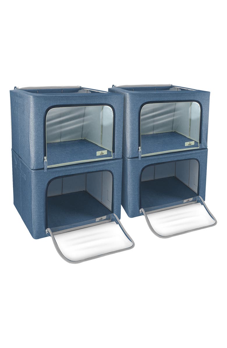 SORBUS 4-Pack Foldable Storage Boxes, Main, color, Blue