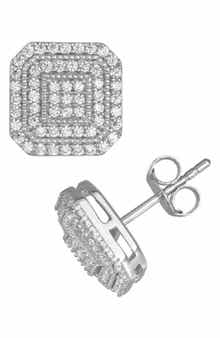FZN Sterling Silver CZ Pavé Stud Earrings