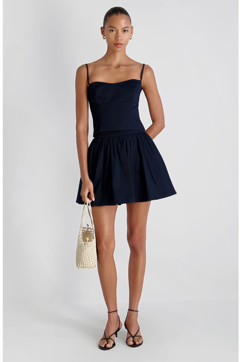 Stretch Cotton Sateen Miniskirt, Alternate, color, MARINE