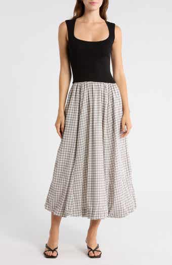 Blu Pepper Sleeveless Mixed Media Midi Dress