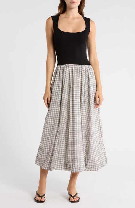 Blu Pepper Sleeveless Mixed Media Midi Dress