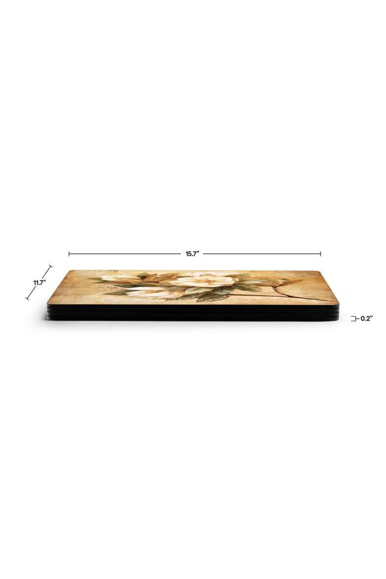 Sugar Magnolia Set of 4 Cork Back Placemats, Alternate, color, Beige