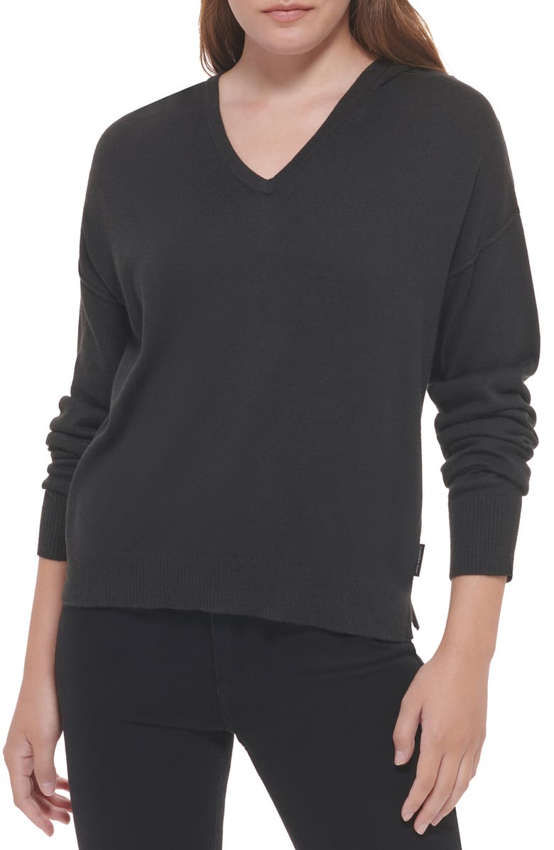 Calvin Klein Jeans V-Neck Hoodie, Main, color, 