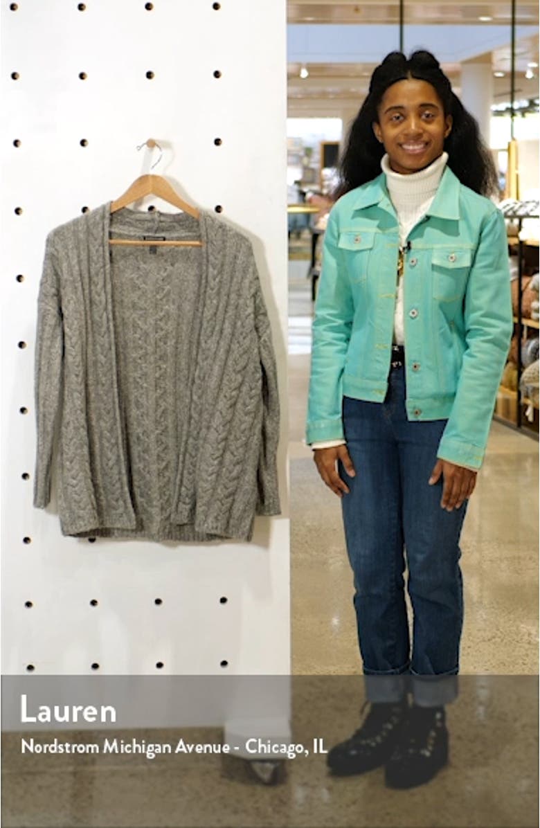 Alpaca Blend Cable Knit Cardigan, sales video thumbnail