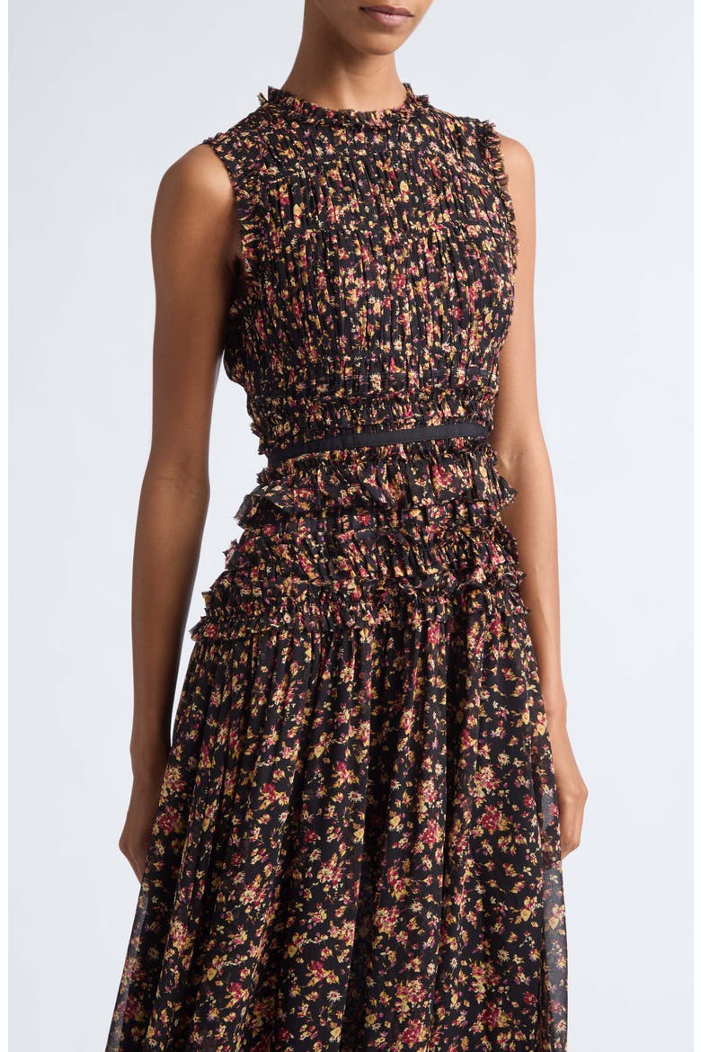 Etta Silk Dress, Alternate, color, NOIR MILLE FLEUR