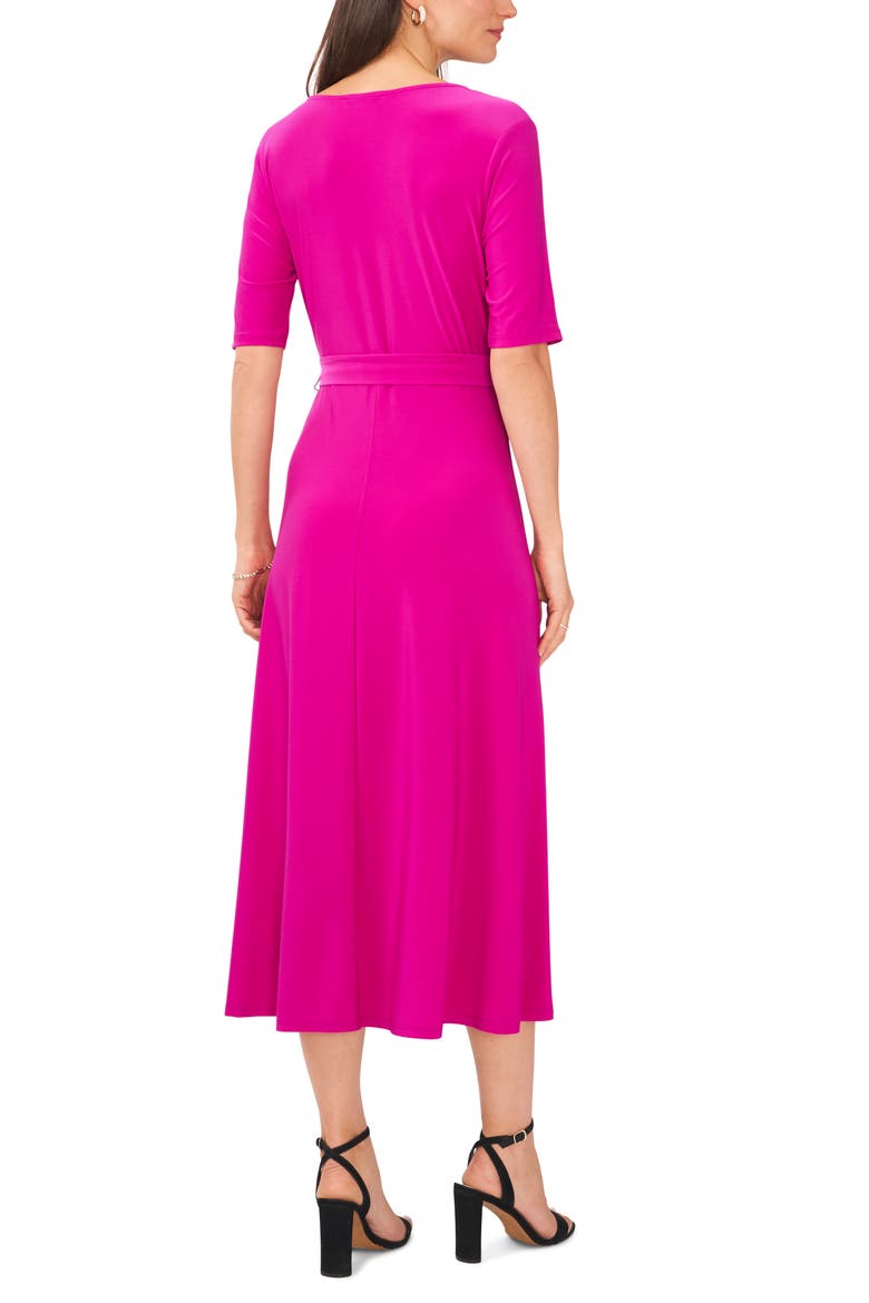 V-Neck Belted Midi Dress, Alternate, color, BERRY TART