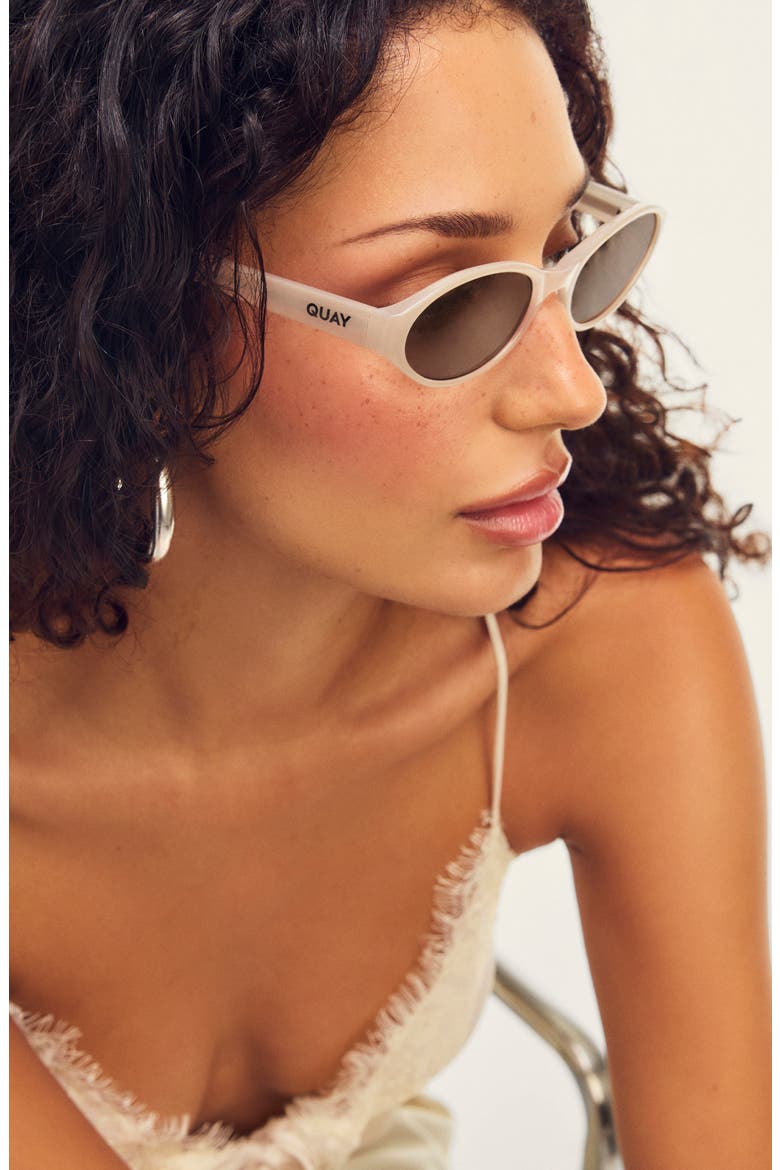 Aura Points 55mm Oval Sunglasses, Alternate, color, BONE/ TAN