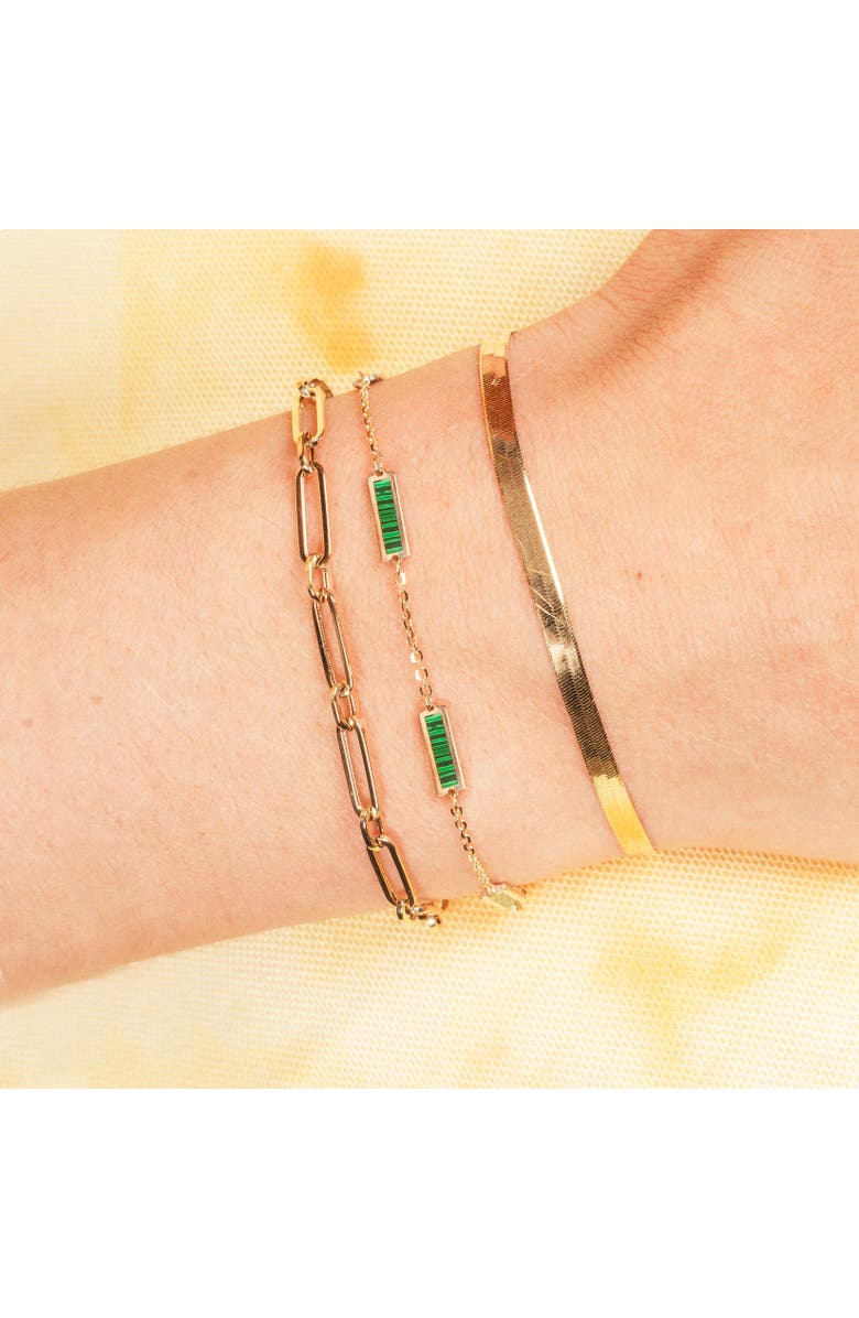 The Lovery Fine Jewelry Malachite Bar Chain Bracelet, Alternate, color, Green