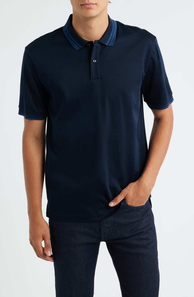 BOSS Parlay Tipped Cotton Polo, Main, color, Dark Blue