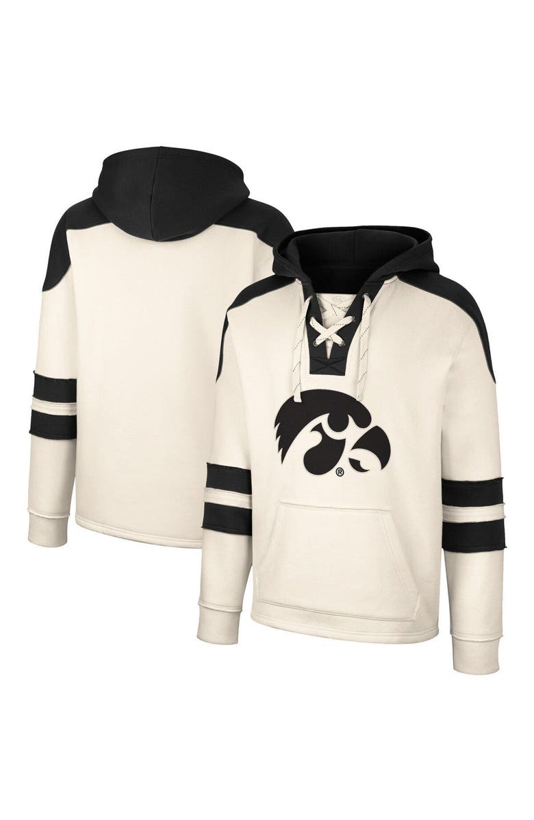 COLOSSEUM Men's Colosseum Cream Iowa Hawkeyes Lace-Up 4.0 Vintage Pullover Hoodie, Main, color, 