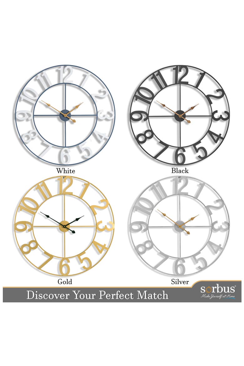 32 Inch Large Wall Clock, Alternate, color, SILVER