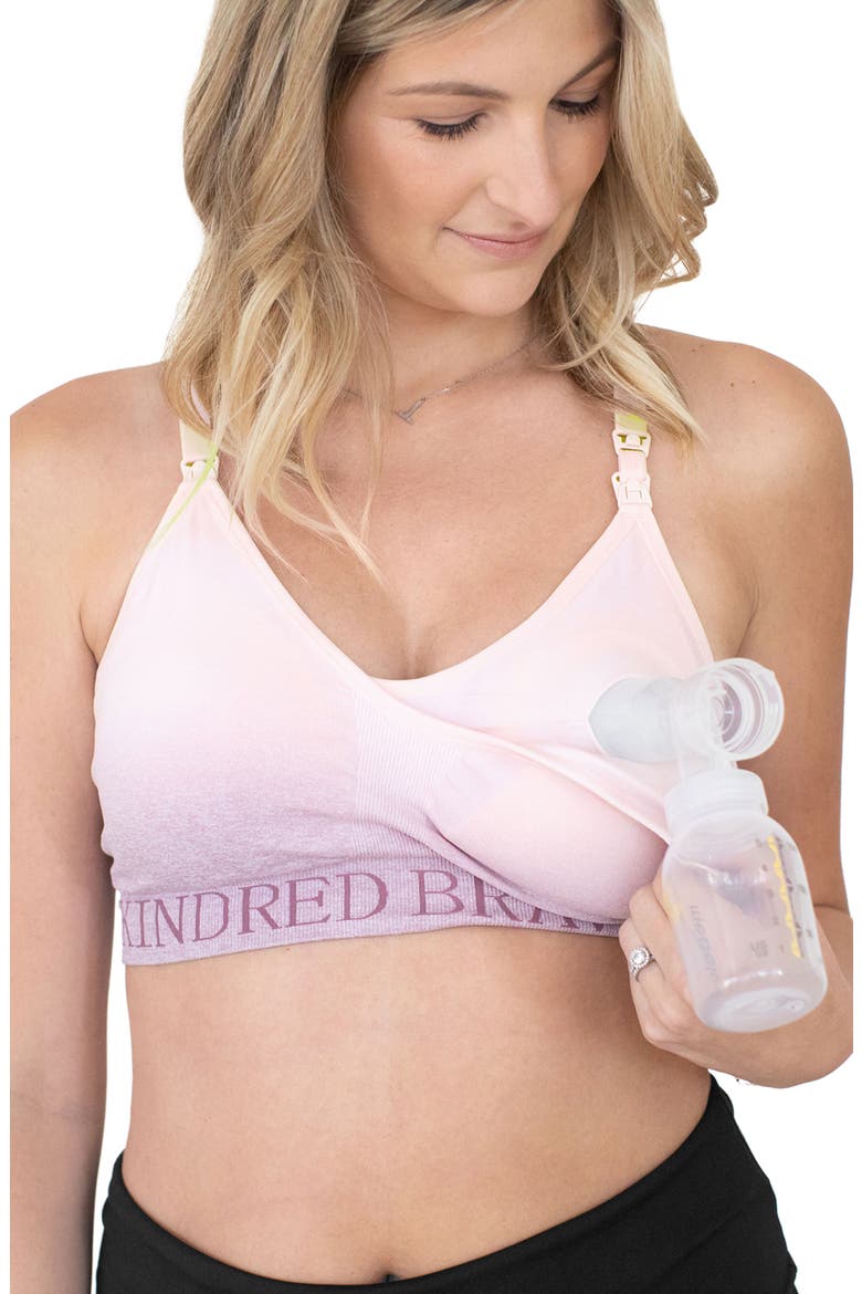 Sublime Hands-Free Pumping & Nursing Sports Bra - Sizing Available in B-D Cup, Alternate, color, OMBRE PURPLE