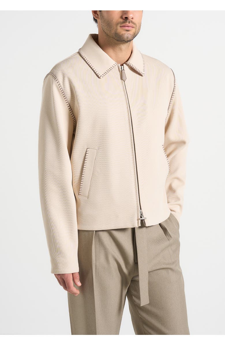 Manière De Voir Alex Whipstitch Twill Boxy Jacket, Alternate, color, Cream