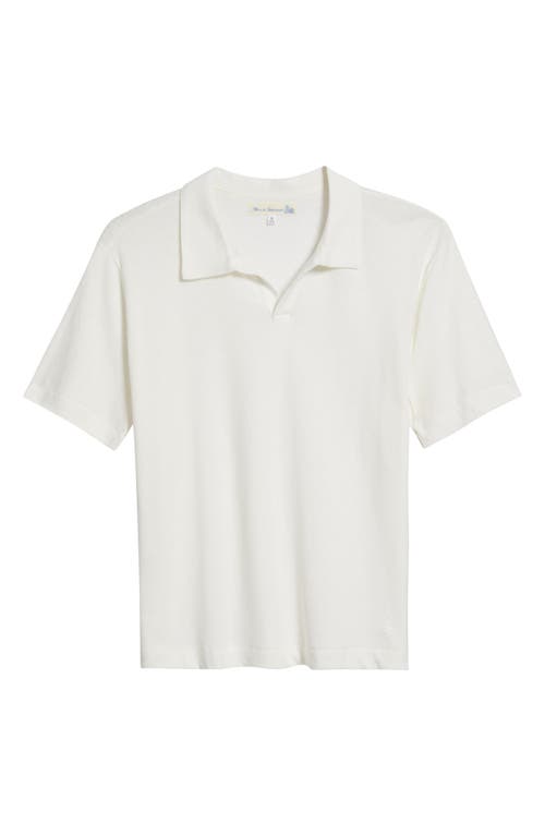 Shop Merz B Schwanen Johnny Collar Linen & Organic Cotton Polo In White