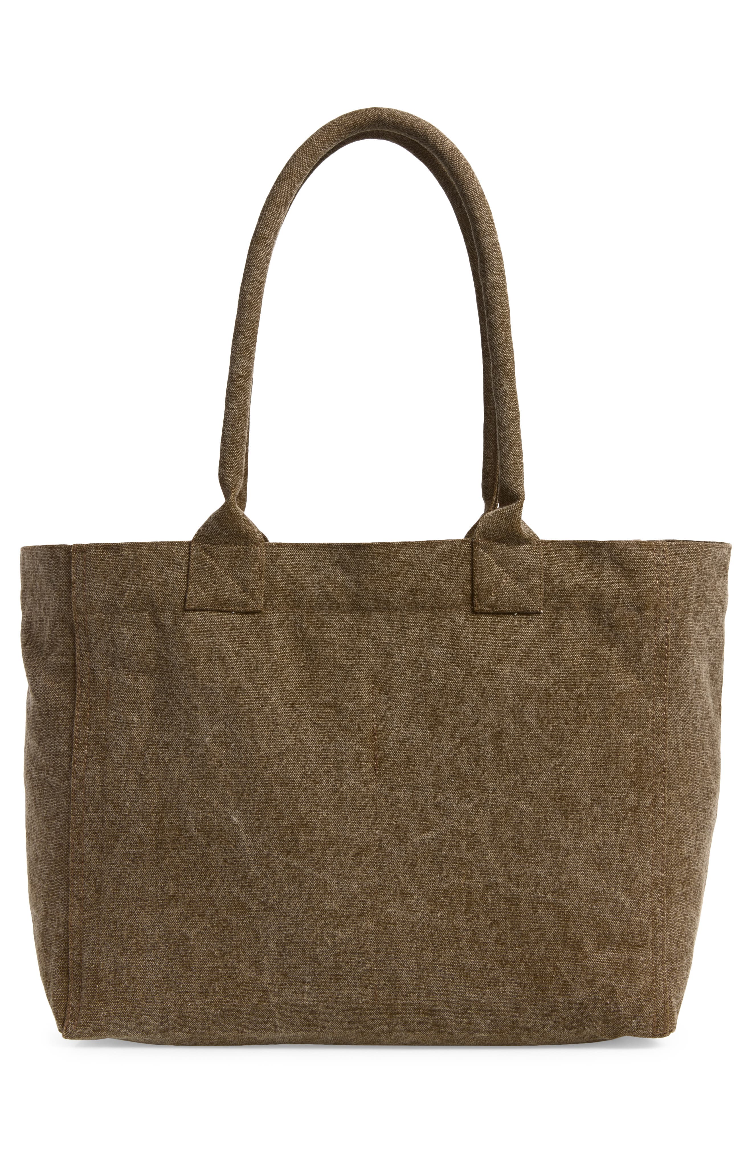 Yenky Zipped Embroidered Logo Canvas Tote, Alternate, color, DARK KHAKI