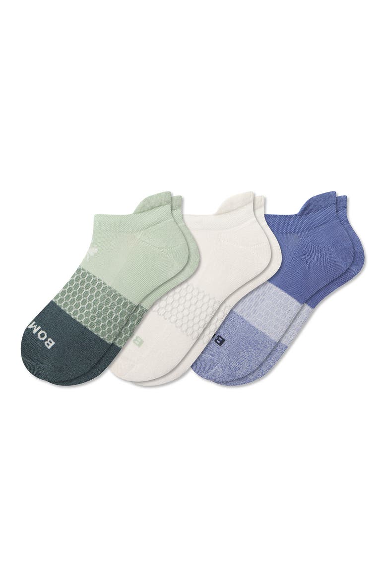 Assorted 3-Pack Tri-Block Ankle Socks, Main, color, MINT FOAM MIX
