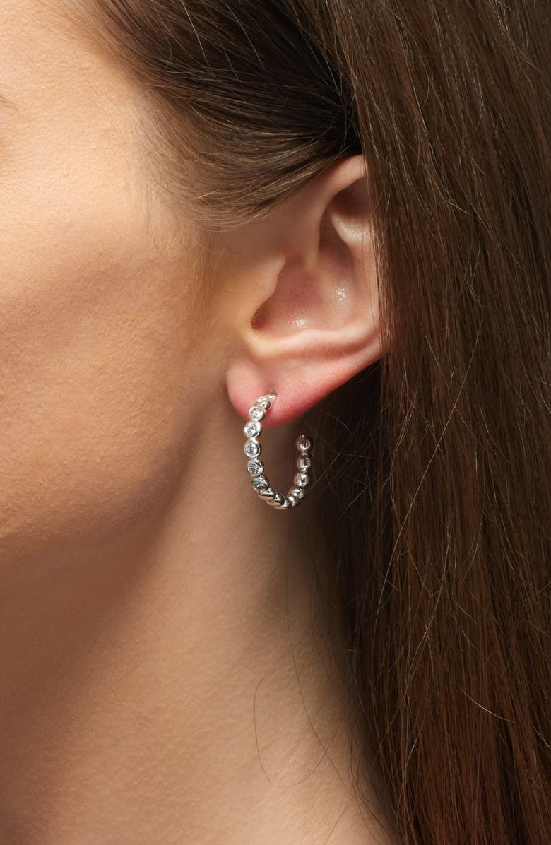 Missoma Medium Tennis Hoop Earrings, Alternate, color, Silver