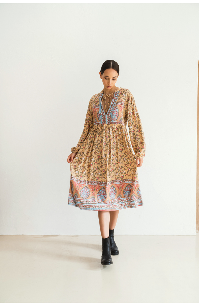 PINK HALEY Gianna Midi Dress, Main, color, Yellow