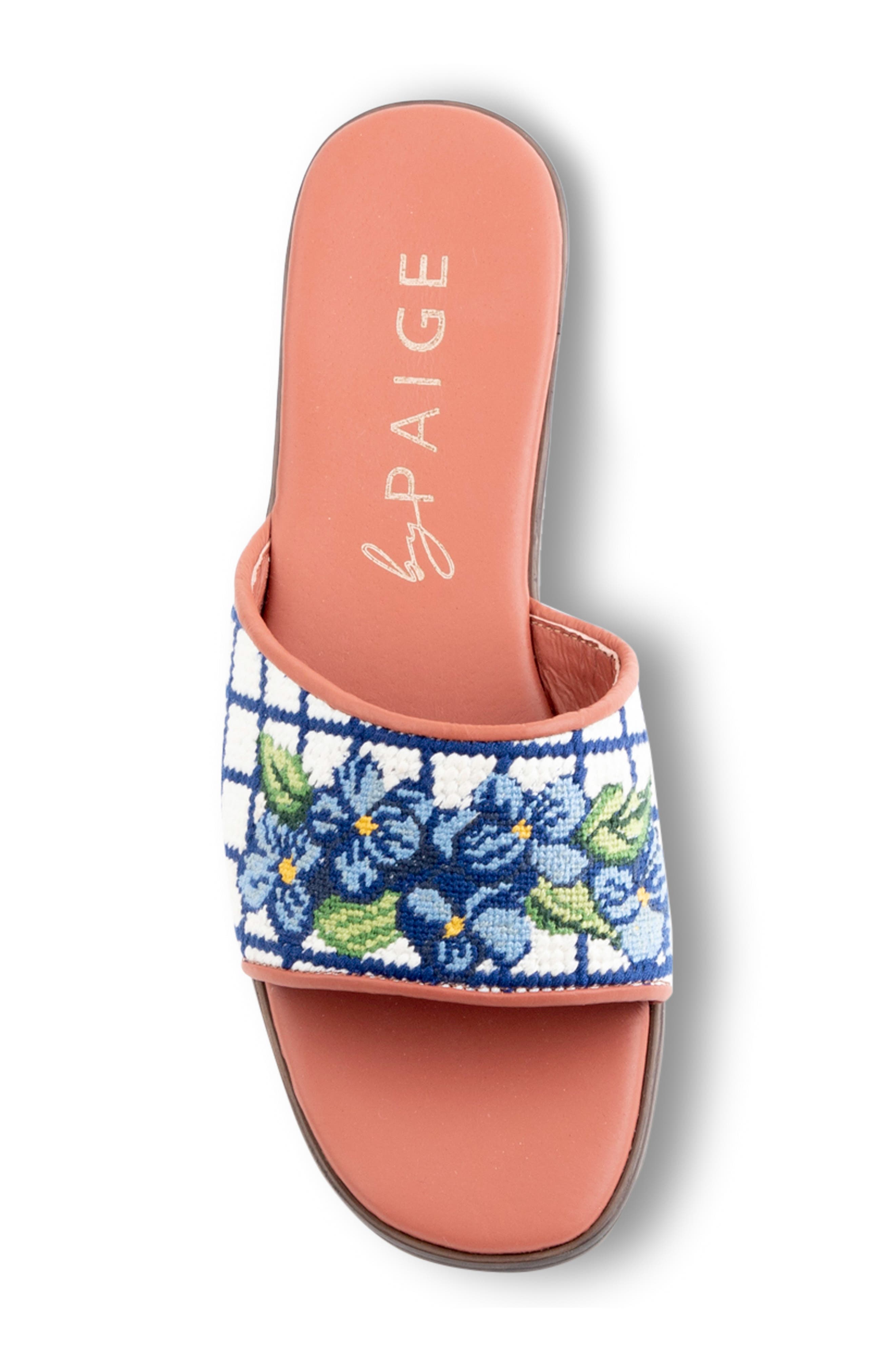 ByPaige Needlepoint Stitched Slide Sandal, Alternate, color, Blue