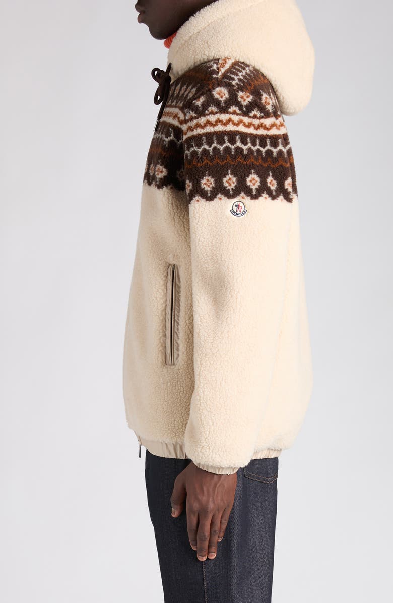 Moncler Fleece Hooded Jacket, Alternate, color, Beige