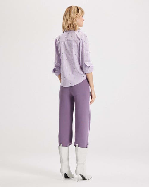 Theo The Label Echo Mix Stripe Pearly Shirt In Purple