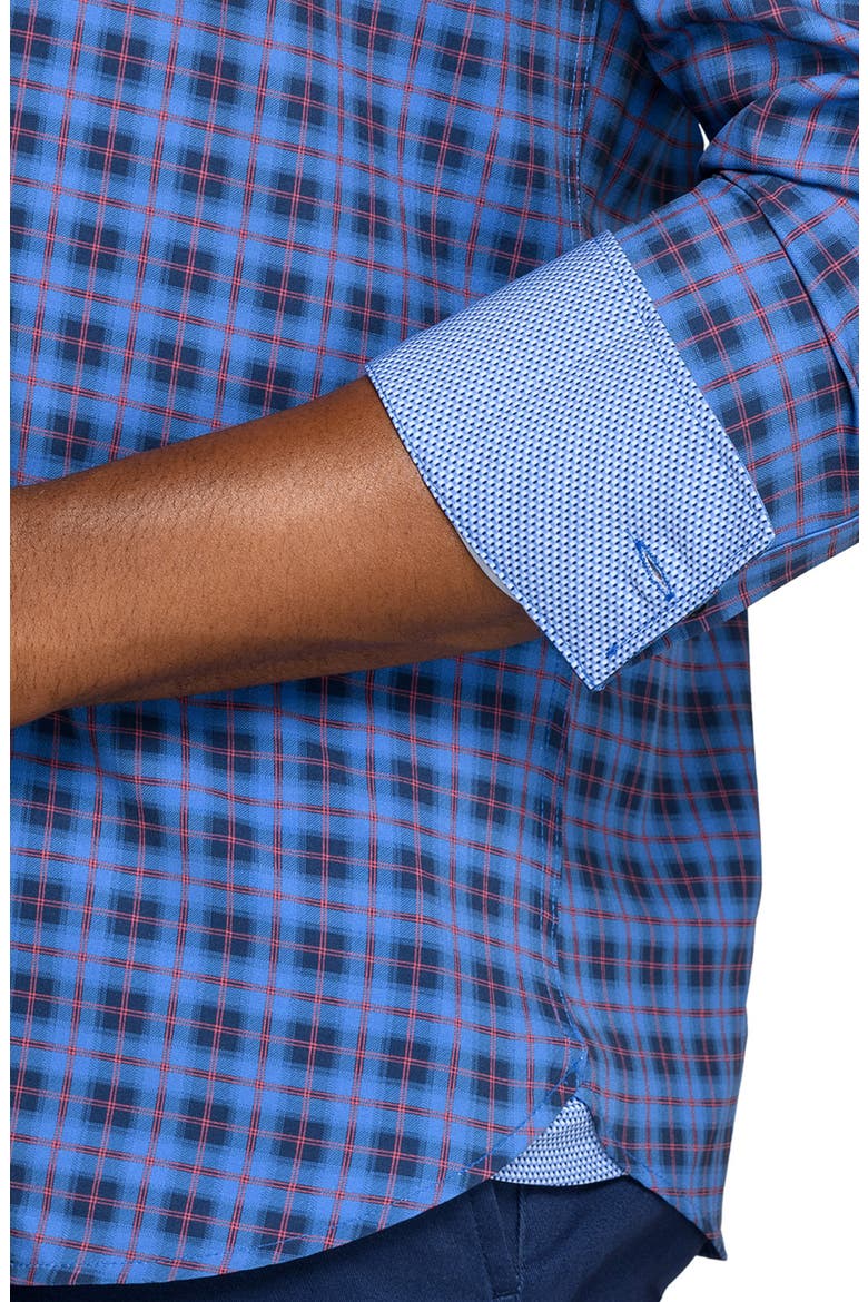 Check Woven Long Sleeve Basic, Alternate, color, NAVY/BLUE