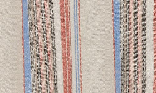 Shop Truth Stripe Linen Blend Camp Shirt In Multi Wide Barcode Stripe
