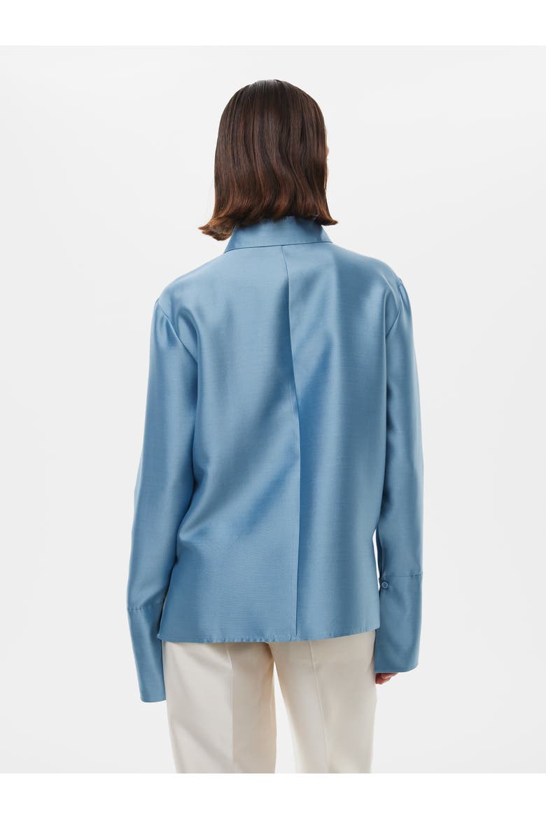 Silk-Wool Blend Fitted Shirt, Alternate, color, Steel Blue