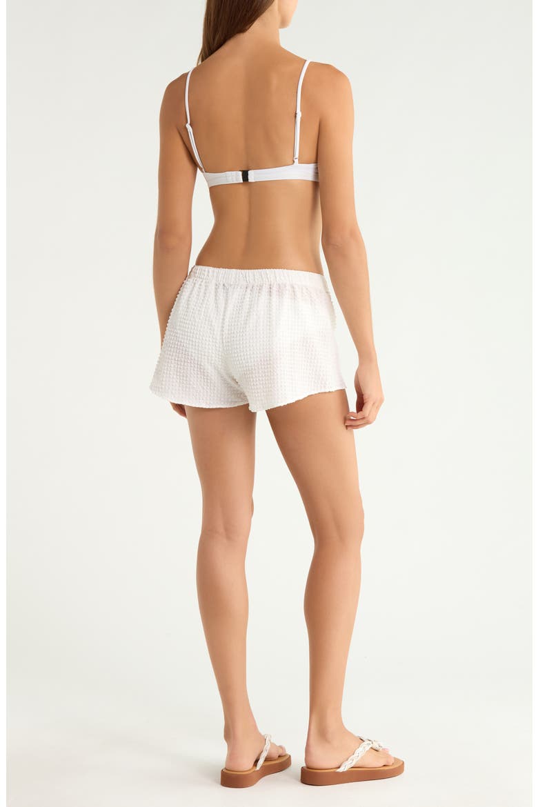 Seersucker Minishorts, Alternate, color, WHITE