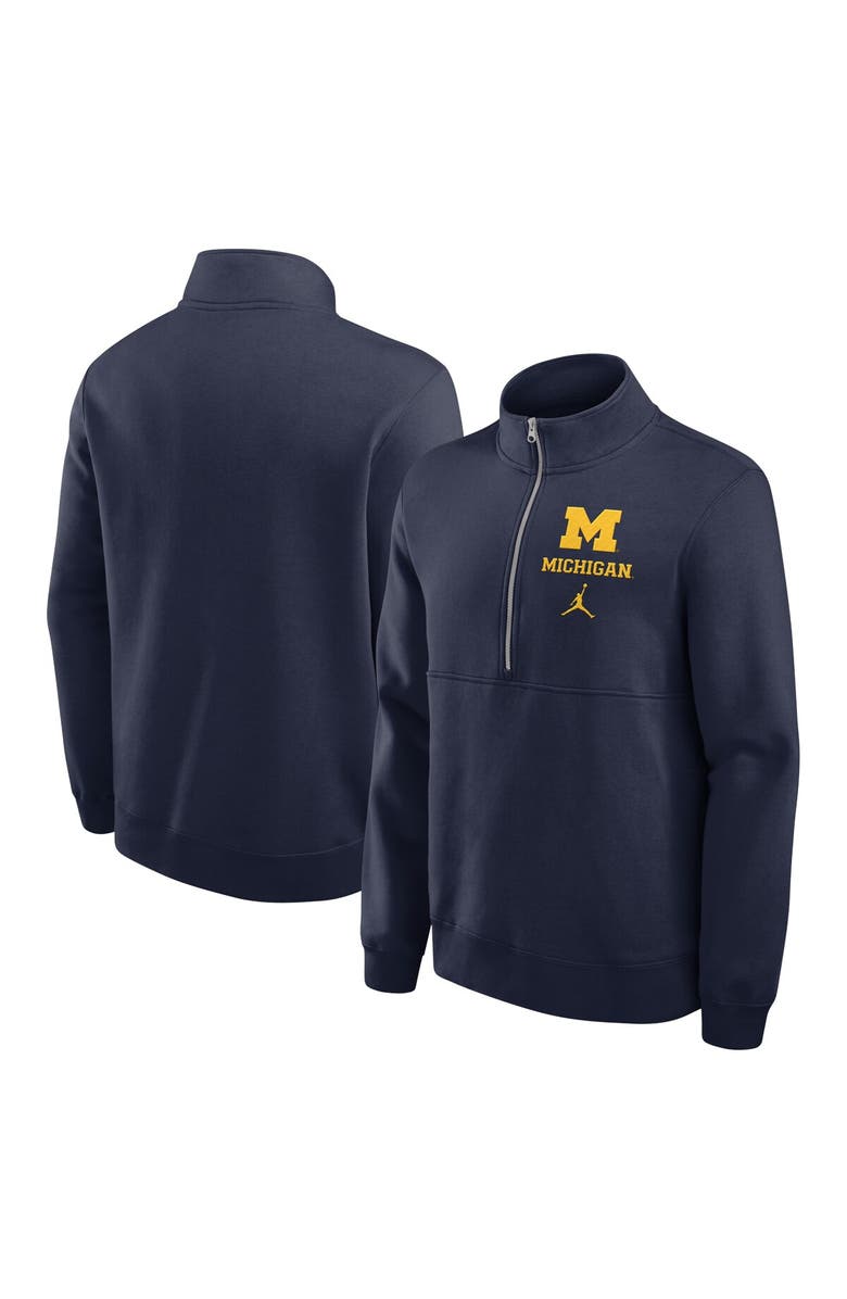 Jordan Brand Men
s Jordan Brand Navy Michigan Wolverines Primetime Club Half-Zip Sweatshirt, Alternate, color, Navy