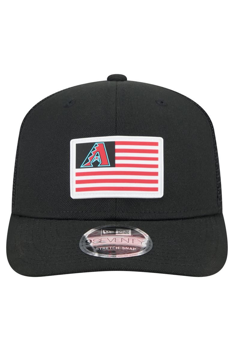 Men's New Era Black Arizona Diamondbacks Flag 9SEVENTY COOLERA Stretch-Snap Hat, Alternate, color, Black