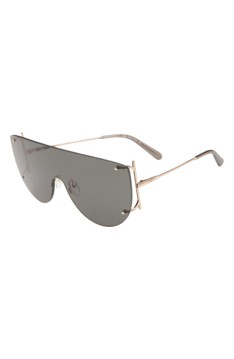 FERRAGAMO Salvatore Ferragamo 65mm Oversize Rimless Shield Sunglasses, Alternate, color,