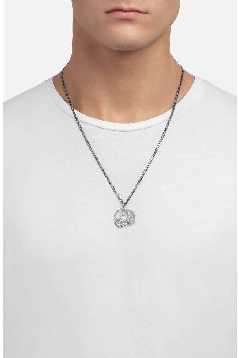 Saints Charm Necklace, Alternate, color, STERLING SILVER/ OXIDIZED