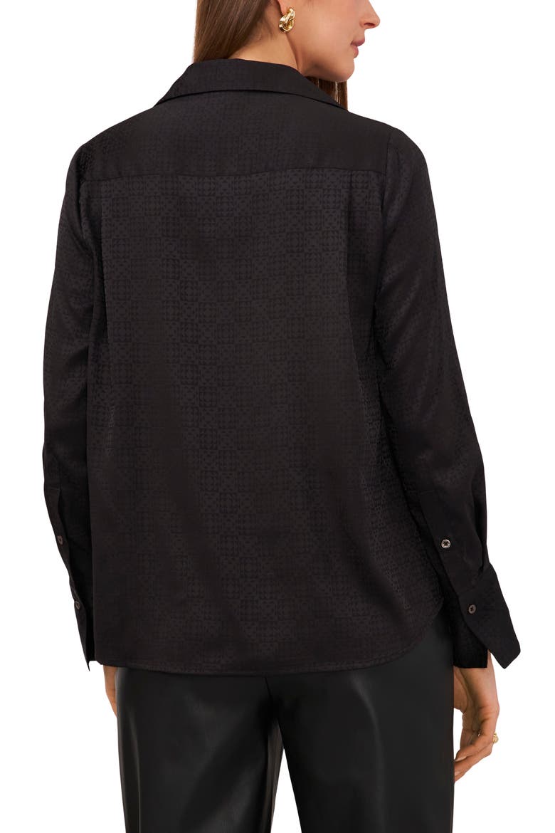 Geo Jacquard Blouse, Alternate, color, RICH BLACK