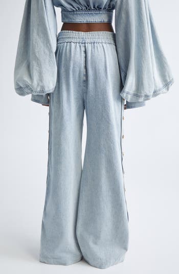 Zimmermann Rebellion Snap Detail Wide Leg Drawstring Jeans | Nordstrom