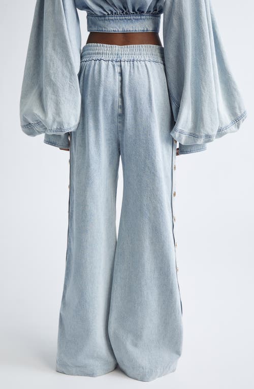 Zimmermann Rebellion Snap Detail Wide Leg Drawstring Jeans In Blue